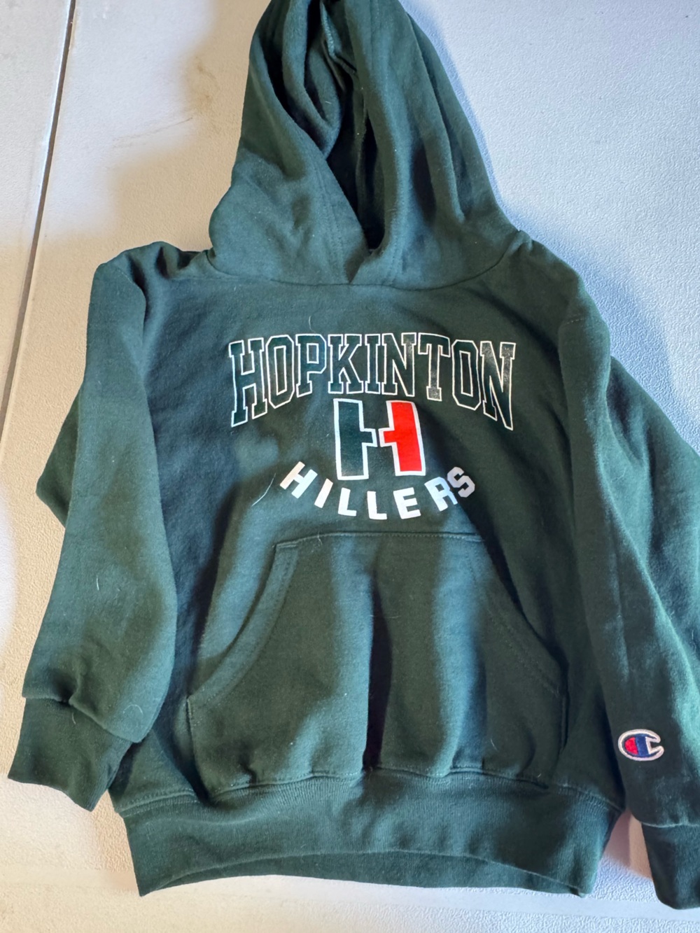 Champion Dark Green 'Hopkinton Hillers' Pullover Hoodie XS kids